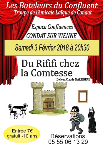 Prochaine représentation des Bateleurs du Confluent le 3 février : Du Rififi chez la Comtesse ! Prochaine représentation des Bateleurs du Confluent le 3 février : Du Rififi chez la Comtesse !