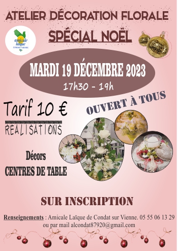 ATELIER DÉCO FLORALE SPÉCIAL "FÊTES DE FIN D'ANNÉE"