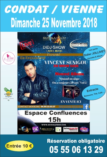 VINCENT SENIGOU EN SHOW CASE AVEC L'ALCONDAT le 25 NOVEMBRE 2018 VINCENT SENIGOU EN SHOW CASE AVEC L'ALCONDAT le 25 NOVEMBRE 2018