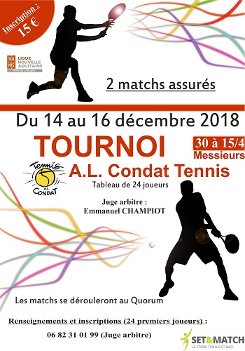 TOURNOI MESSIEURS 30 - 15/4 de DECEMBRE 2018 TOURNOI MESSIEURS 30 - 15/4 de DECEMBRE 2018