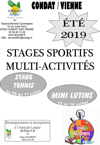 STAGES MULTI ACTIVITÉS ÉTÉ 2019 STAGES MULTI ACTIVITÉS ÉTÉ 2019