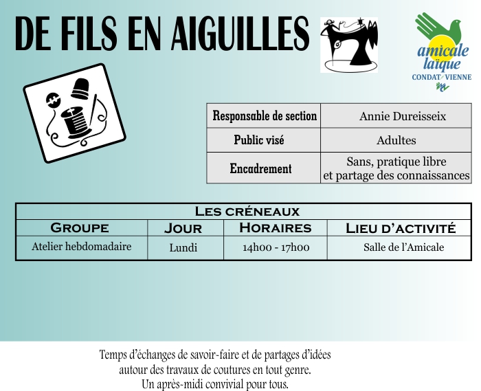 DE FILS EN AIGUILLES DE FILS EN AIGUILLES