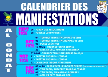 CALENDRIER DES MANIFESTATIONS - SAISON 2025/2026 CALENDRIER DES MANIFESTATIONS - SAISON 2025/2026