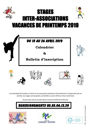Stages INTER ASSOCIATIONS - Printemps 2018 Stages INTER ASSOCIATIONS - Printemps 2018