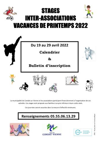 Stages INTER ASSOCIATIONS - Printemps 2022 Stages INTER ASSOCIATIONS - Printemps 2022