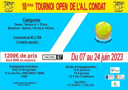 18ème TOURNOI OPEN DE JUIN 2023