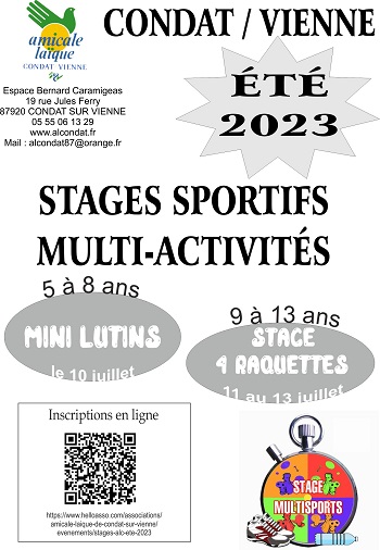STAGES SPORTIFS ÉTÉ 2023 STAGES SPORTIFS ÉTÉ 2023