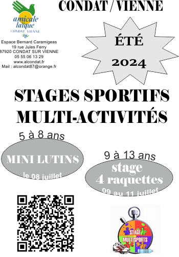 STAGES SPORTIFS MULTI ACTIVITÉS ÉTÉ 2024 STAGES SPORTIFS MULTI ACTIVITÉS ÉTÉ 2024