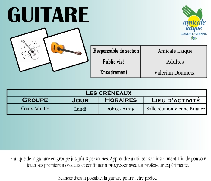 GUITARE (cours Adultes) GUITARE (cours Adultes)