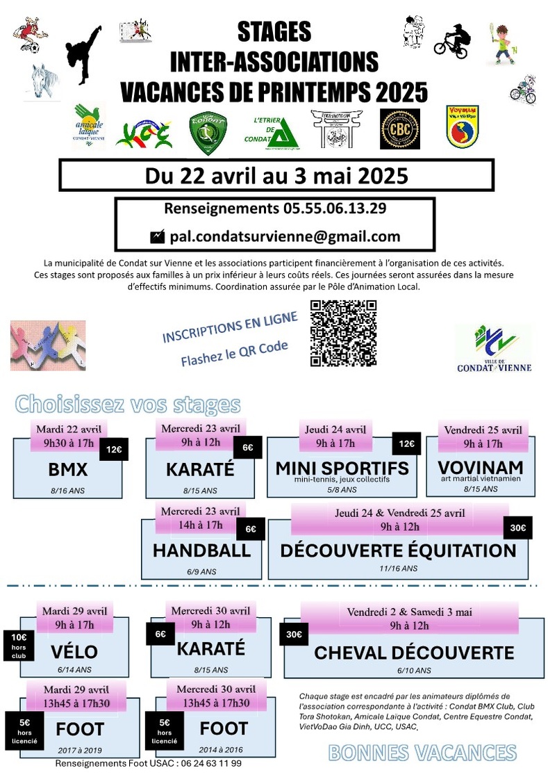 Stages INTER ASSOCIATIONS - Printemps 2025 Stages INTER ASSOCIATIONS - Printemps 2025