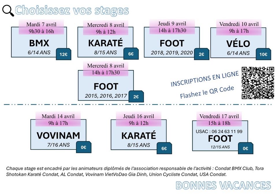 Stages INTER ASSOCIATIONS - Printemps 2026 Stages INTER ASSOCIATIONS - Printemps 2026