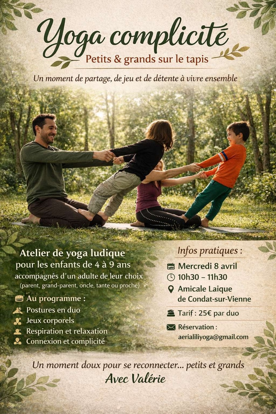 Ateliers YOGA proposés pour Avril 2026