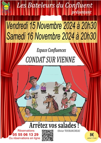Représentations 2024/2025 - "Arrêtez Vos Salades" de Olivier Tourancheau par Les Bateleurs du Confluent Représentations 2024/2025 - "Arrêtez Vos Salades" de Olivier Tourancheau par Les Bateleurs du Confluent