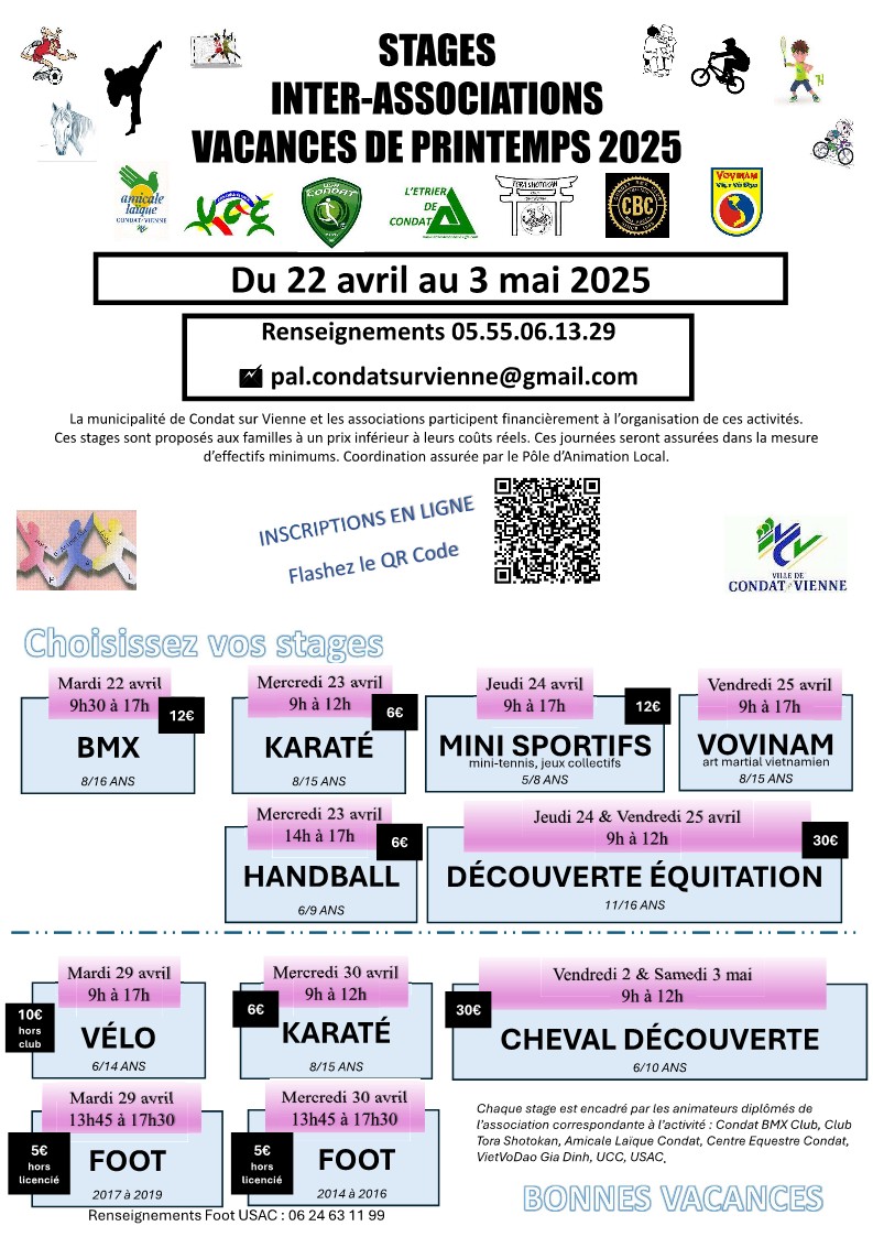 Stages INTER ASSOCIATIONS - Printemps 2025 Stages INTER ASSOCIATIONS - Printemps 2025