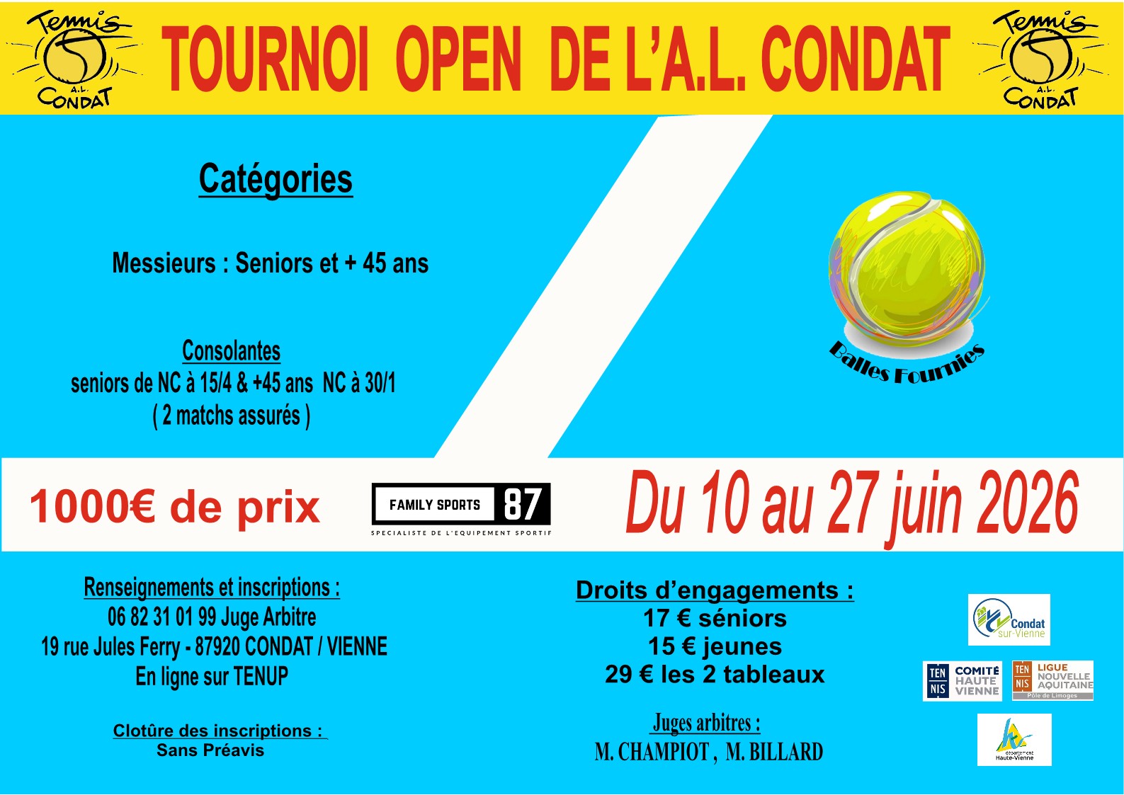 TOURNOI OPEN TENNIS DE JUIN 2026